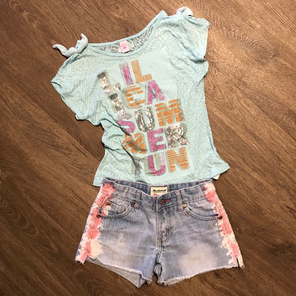 Lilica Ripilica jeans short and shirt size 8.